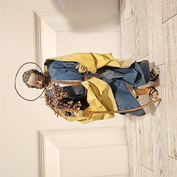 Vintage Joseph Fabric Mache Figure w/ Staff and Wire Halo - Picture 1 of 6